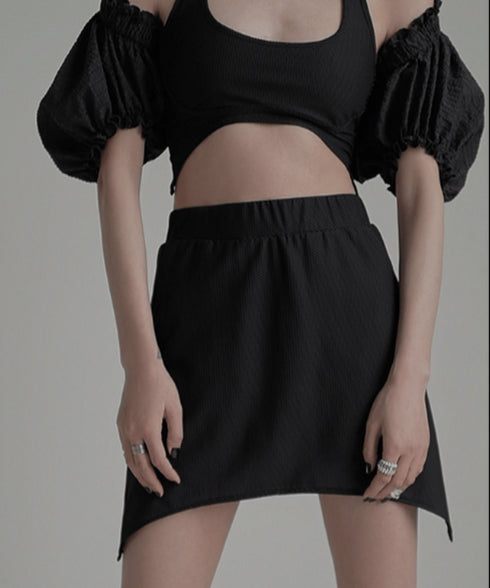 Asymmetric Skirted Flare Pants